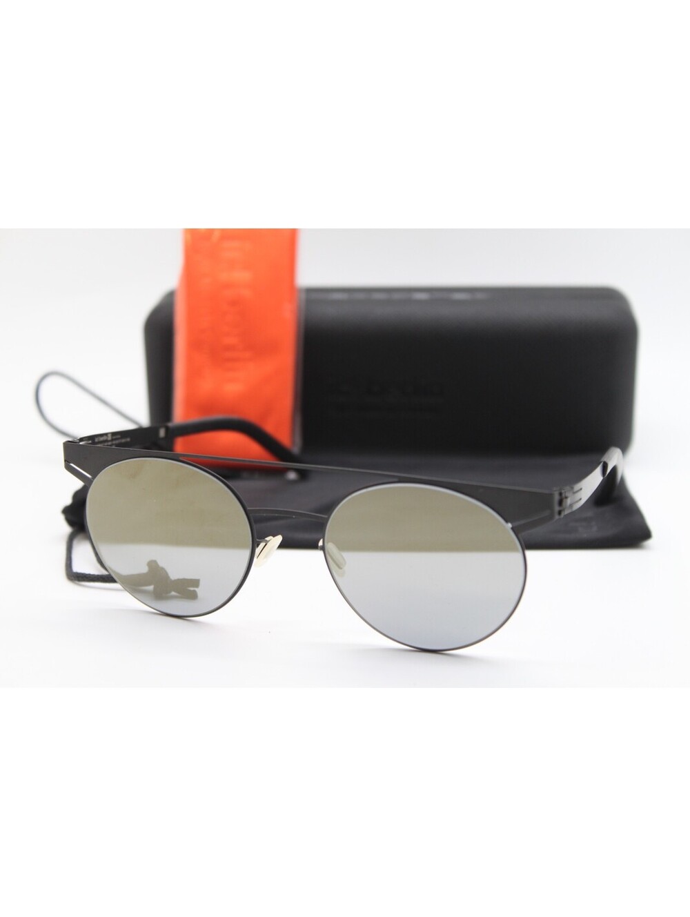 NEW IC! BERLIN GEOMETRY BLACK AUTHENTIC SUNGLASSES W/CASE 50-20